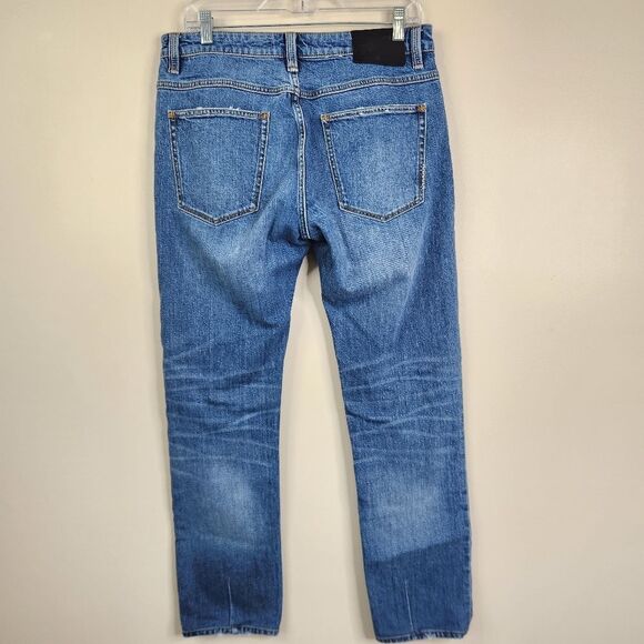 Neuw Mens Full Button Fly Whiskered Faded Lou Slim Weekend 5 Pocket Jeans 32x32 - Picture 3 of 9